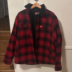 The American Outdoorsman size XXL red and black buffalo plaid Sherpa jacket